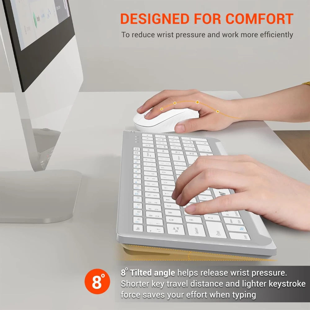 Ant Value Wireless Keyboard Mouse Combo White Silver (WK250) view 8